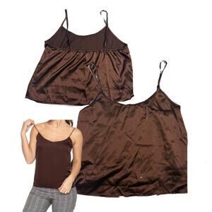 Brown silk cami top
